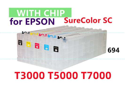 5 Empty Refillable Ink Cartridge kit T694 694 for SureColor  T3000 T5000 T7000 Printer with chip